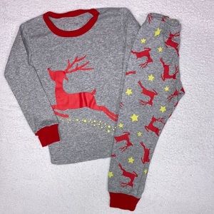 Shelrey reindeer Christmas snug fit cotton pajamas size 3